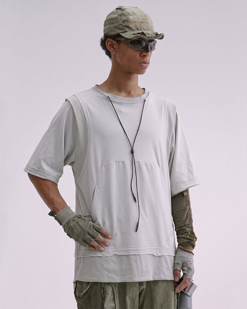 Post-Apocalyptic Dirty Dye Transformable Sleeve T-Shirt