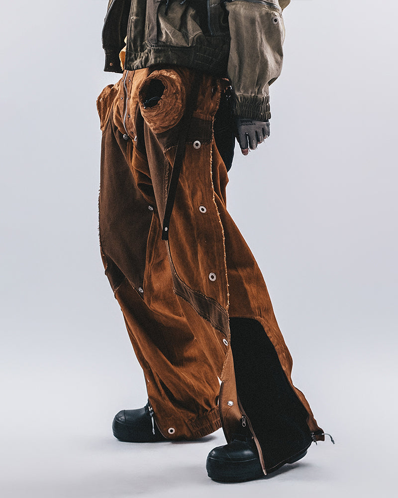 Wasteland Distressed Fin-Flap Multi-Zip Lumber Cargo Pants
