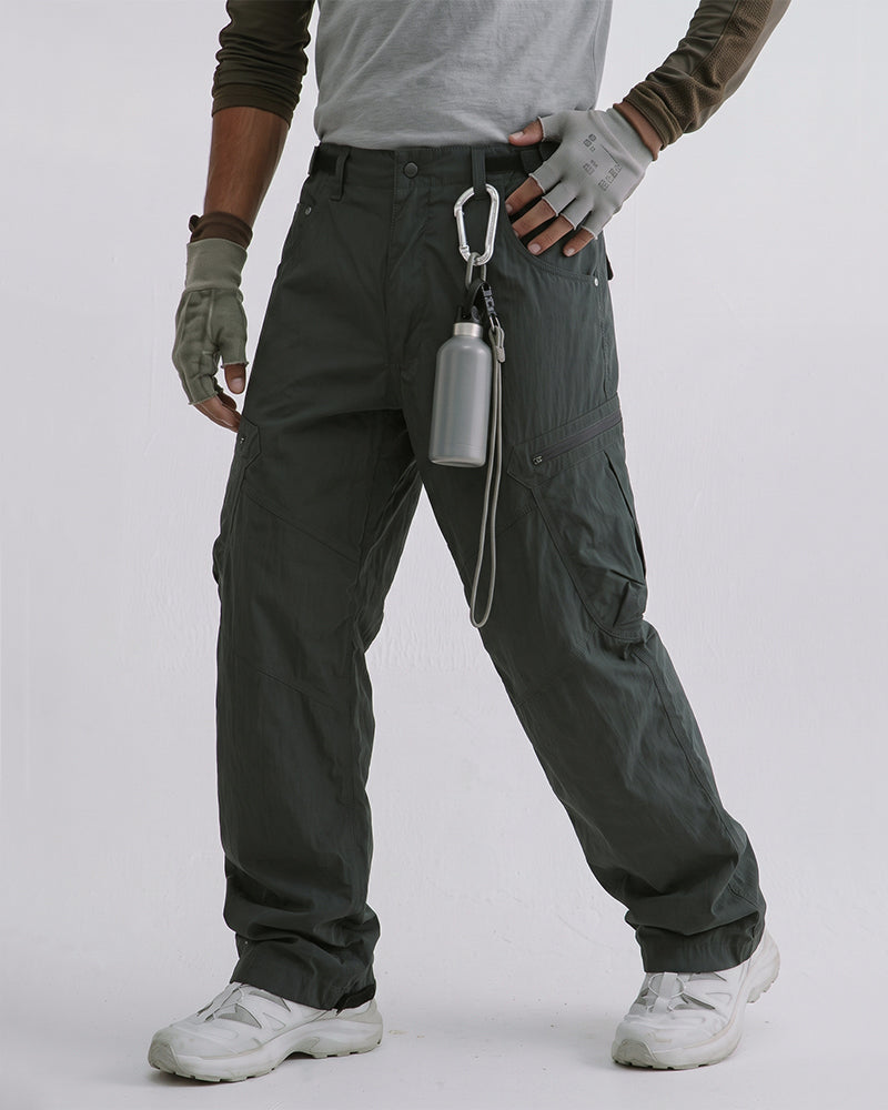 Distressed Patchwork Zippered Pocket Cargo Pants