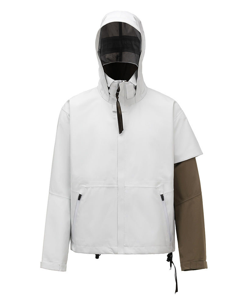 Water-Repellent Stand-Collar Hooded Hard-Shell Jacket