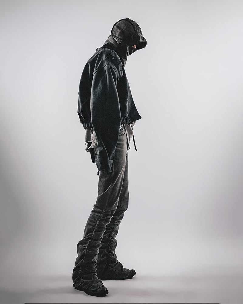 Post-Apocalyptic Deconstructed Cropped Moto Jacket
