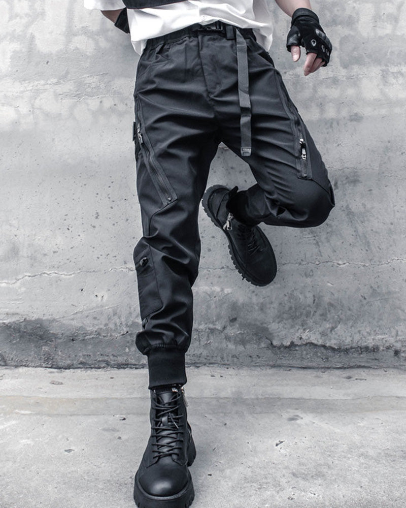 Techwear Black Zip Pocket Cargo Pants