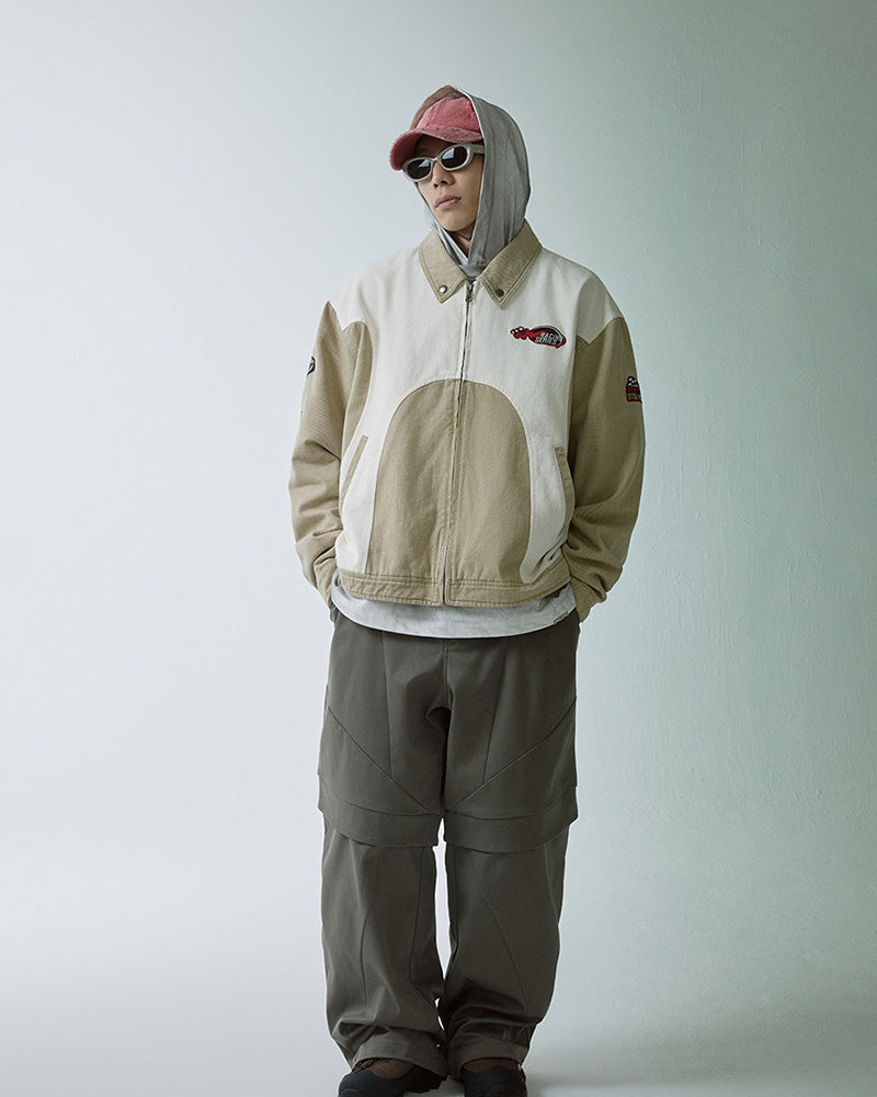 Retro Racing Embroidered Color-Block Jacket