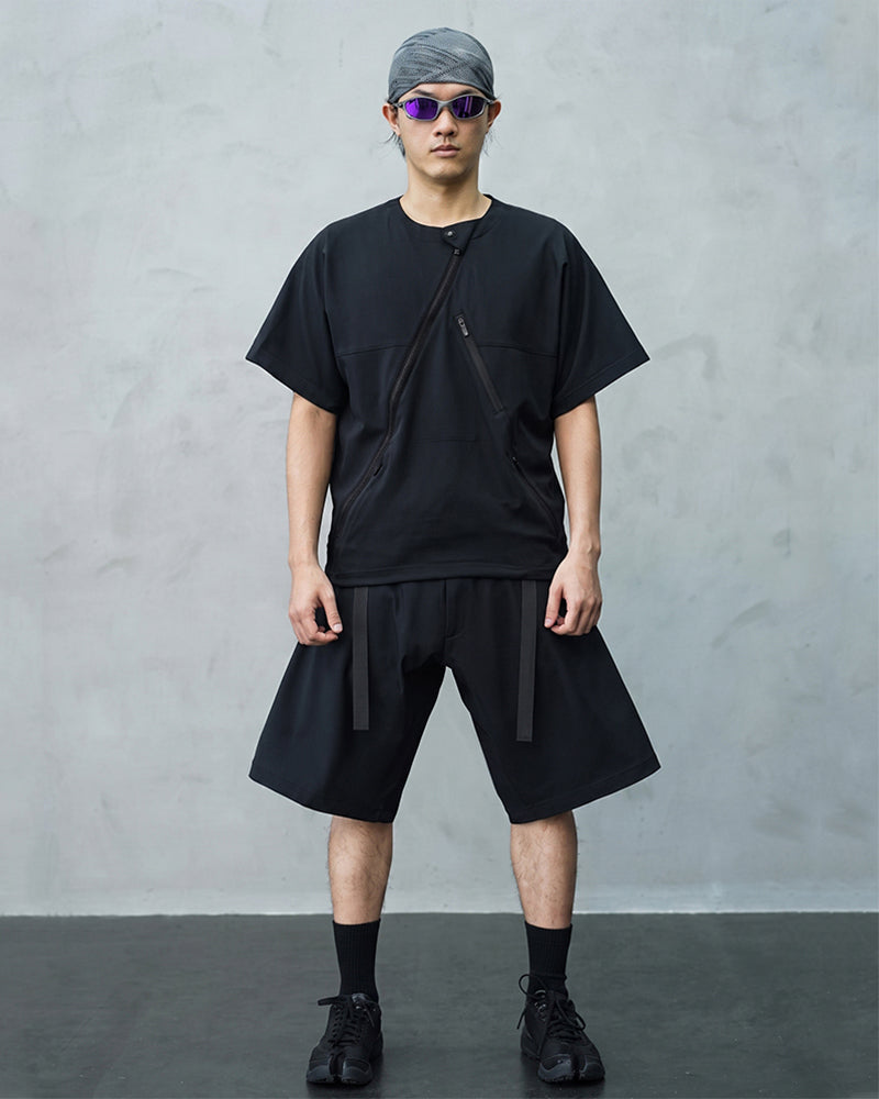 Apron-Panel Water-Repellent Techwear Cargo Shorts