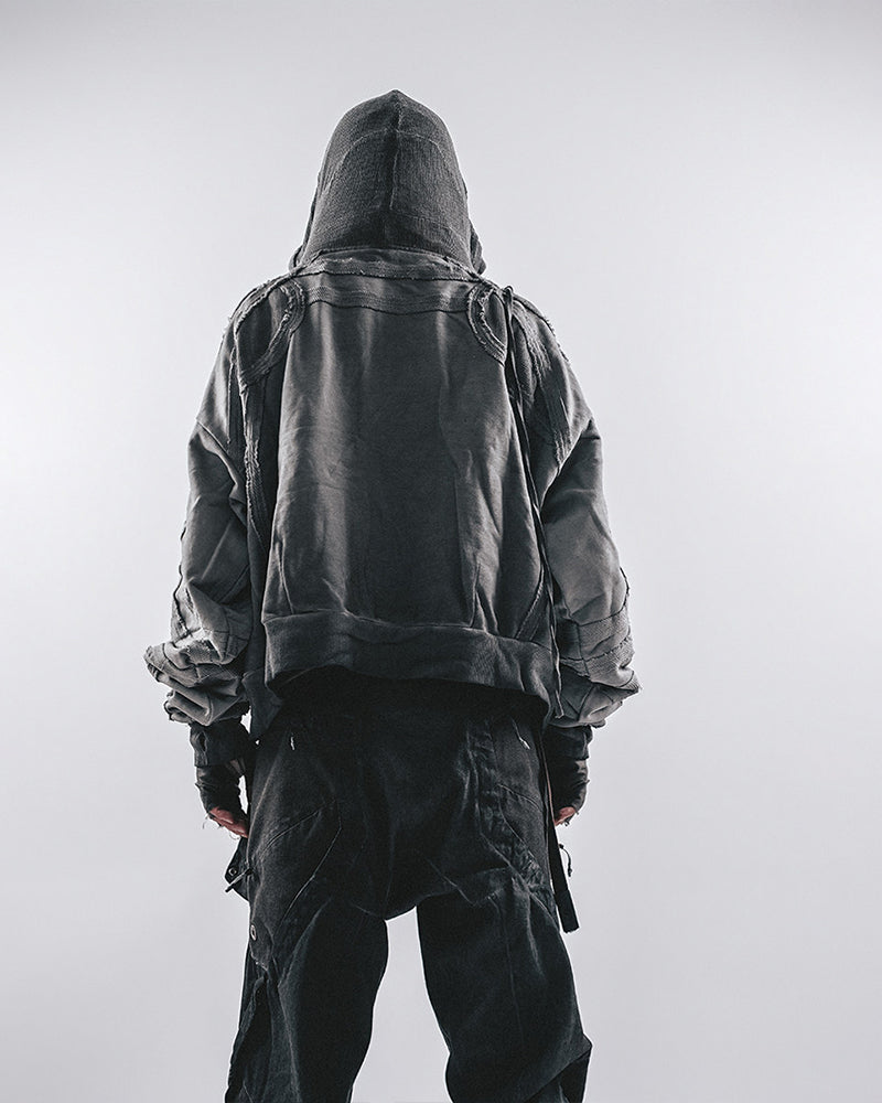 Post-Apocalyptic Deconstructed Patchwork Hooded Jacket