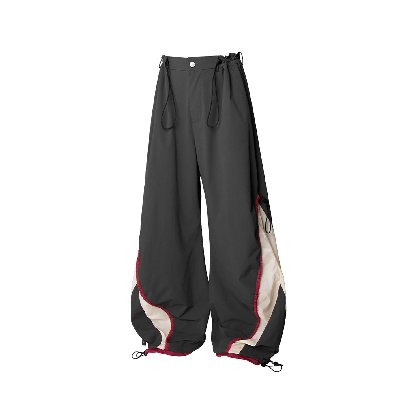 Contrast Spliced Fold-Side Drawstring Pants