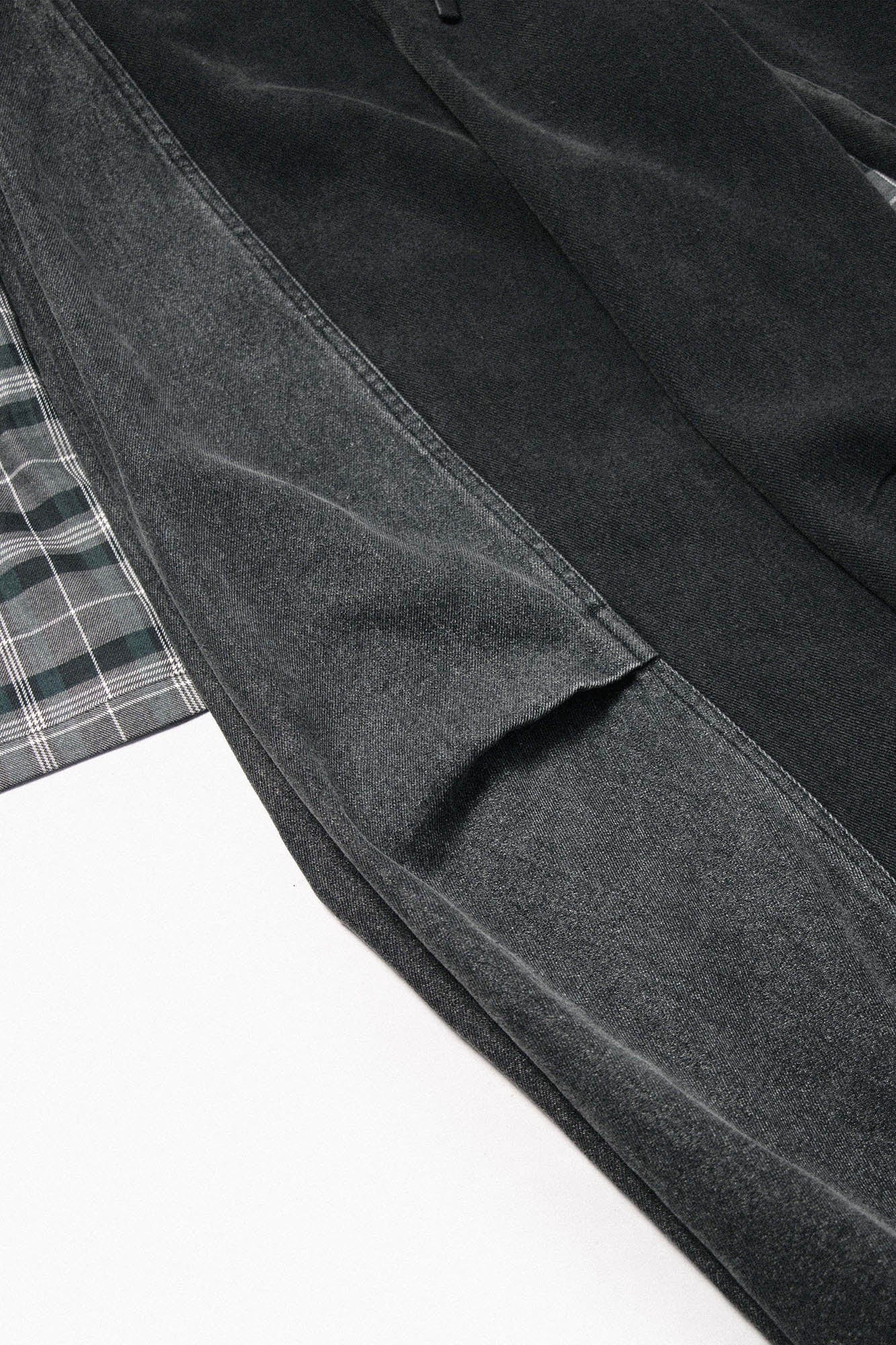 Detachable Plaid Back Flap Spliced Jeans
