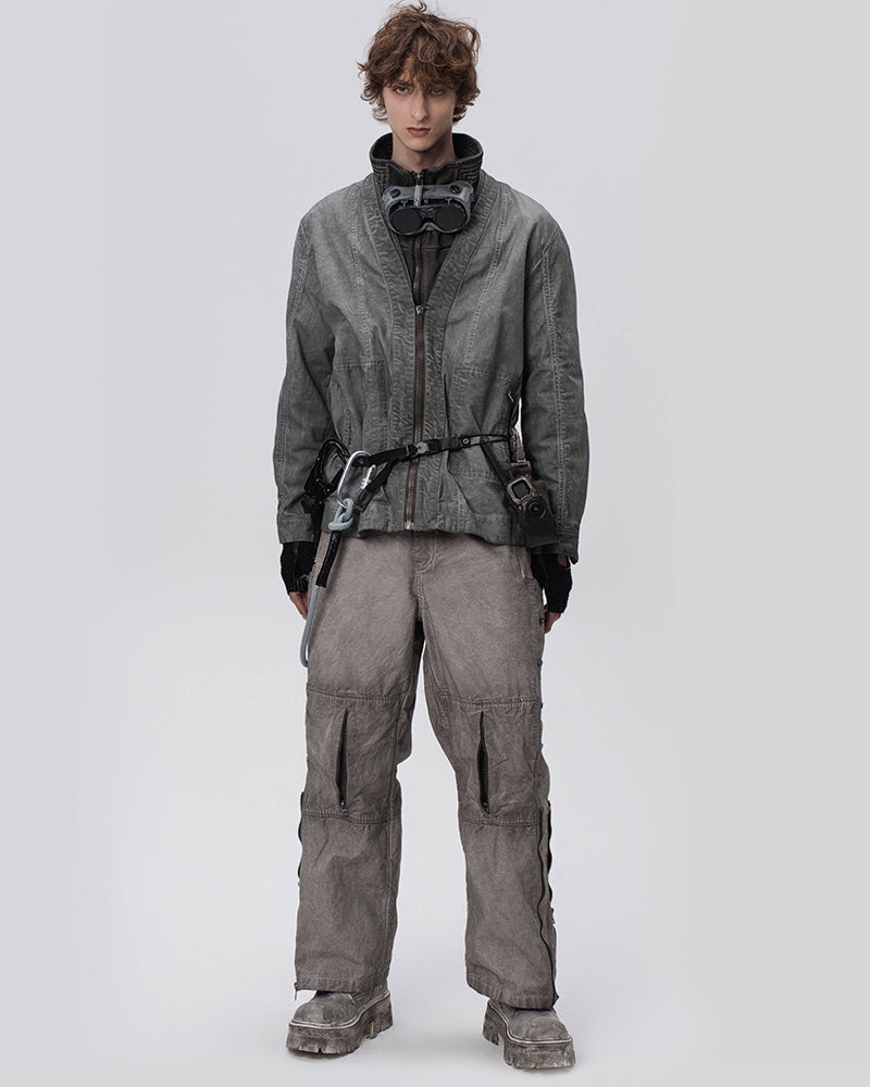 Wasteland Distressed V-neck Zip Jacket