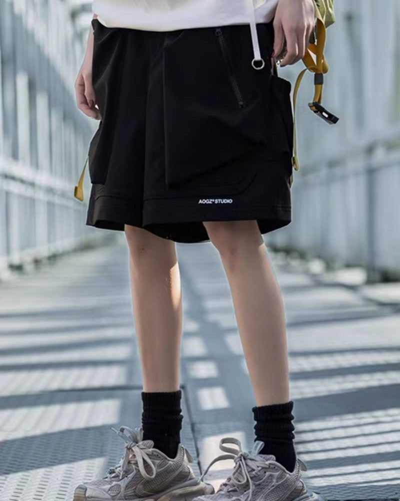 Techwear Vertical Zipper Cargo Shorts