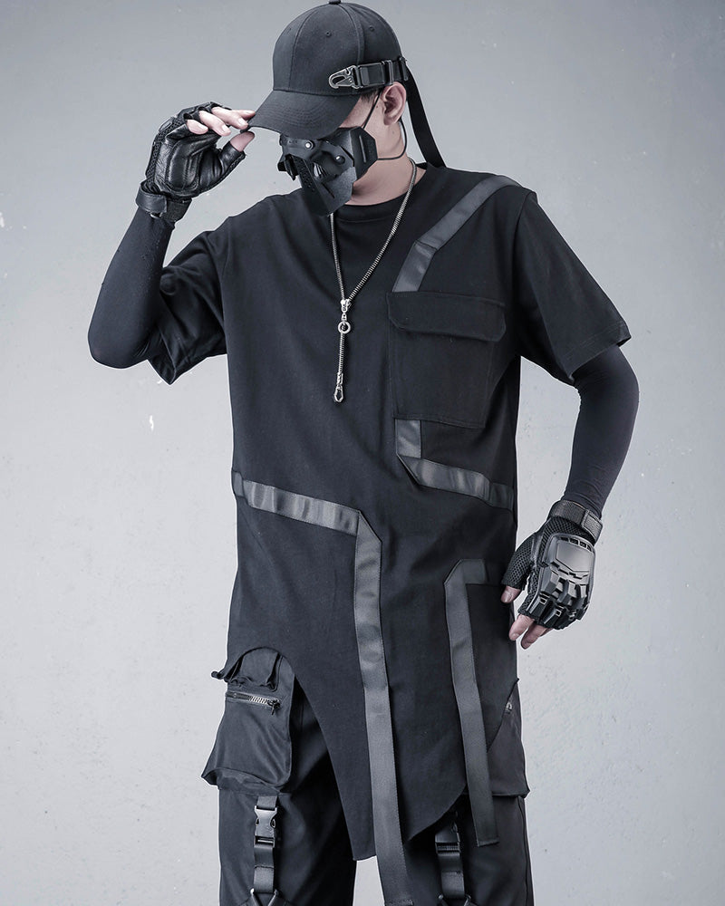 Darkwear Techwear Asymmetric Cargo T-Shirt