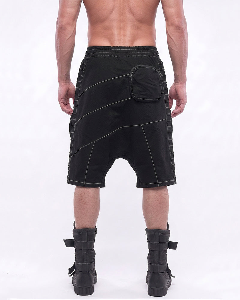 Wasteland Deconstructed Multi‑Pocket Drop Crotch Shorts