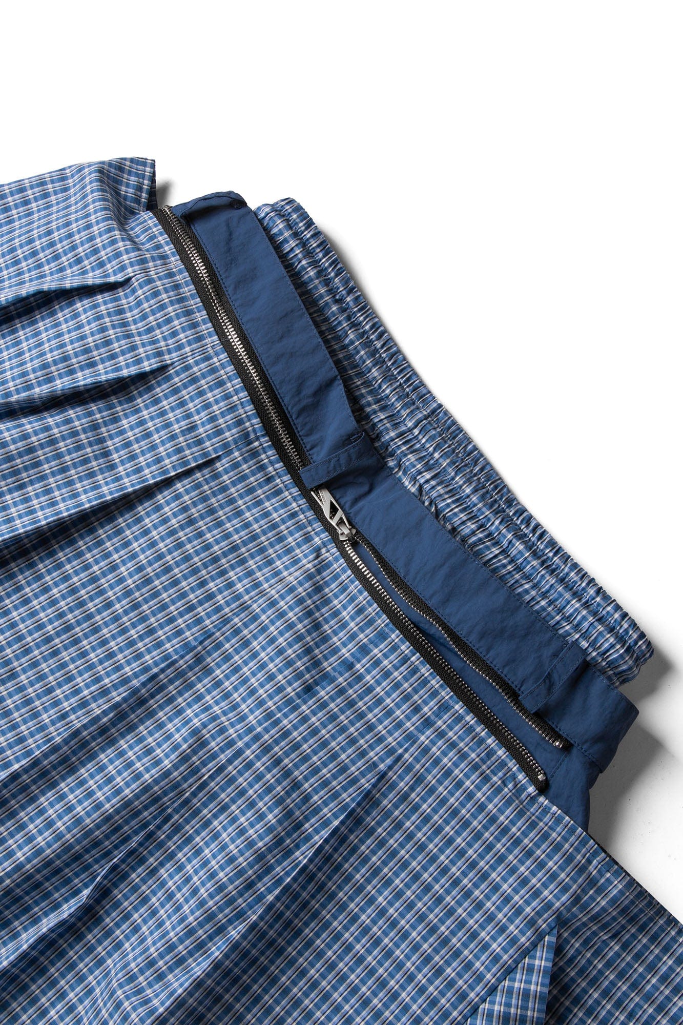 Drawstring Layered Double-Waistband Parachute Pants Blue