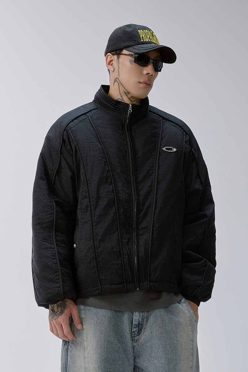 Structured Panel Stand-Collar Puffer