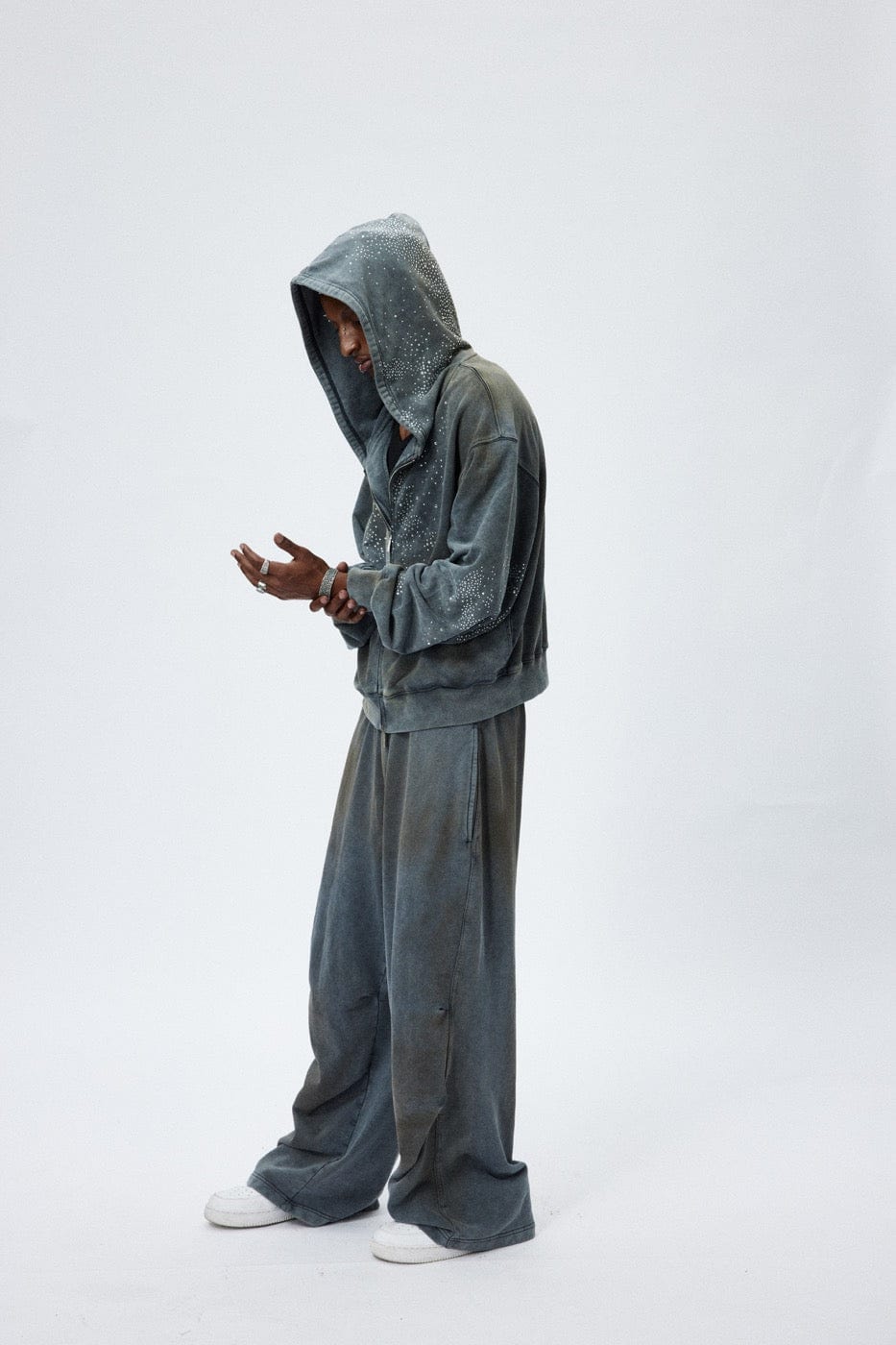 Distressed Crinkled Baggy Sweatpants