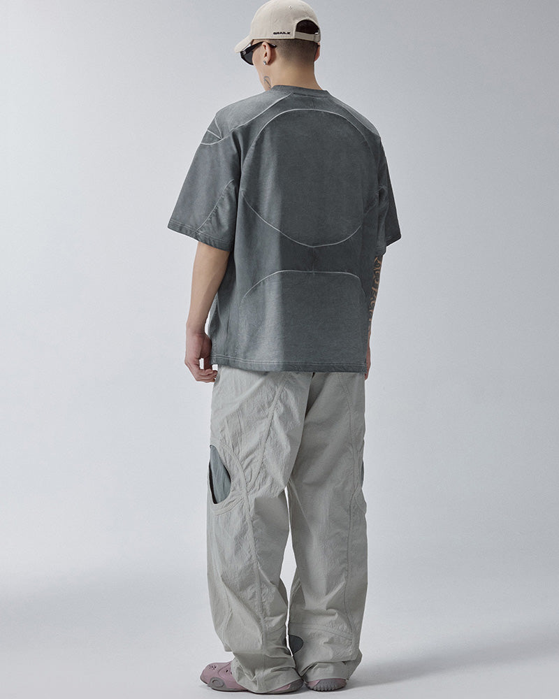 Contrast Panel Cutout Utility Cargo Pants