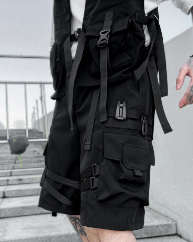 Techwear Tactical Buckle Strap Cargo Shorts