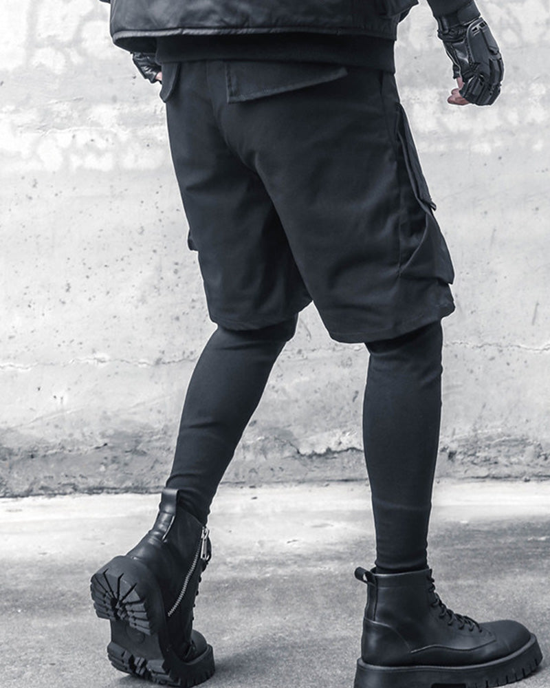 Fake Two Black Techwear Cargo Pants