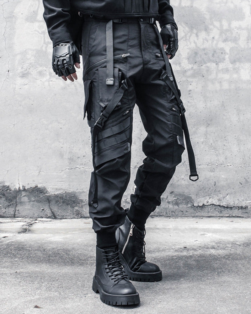 Functional Ribbon Belt Paratrooper Cargo Pants