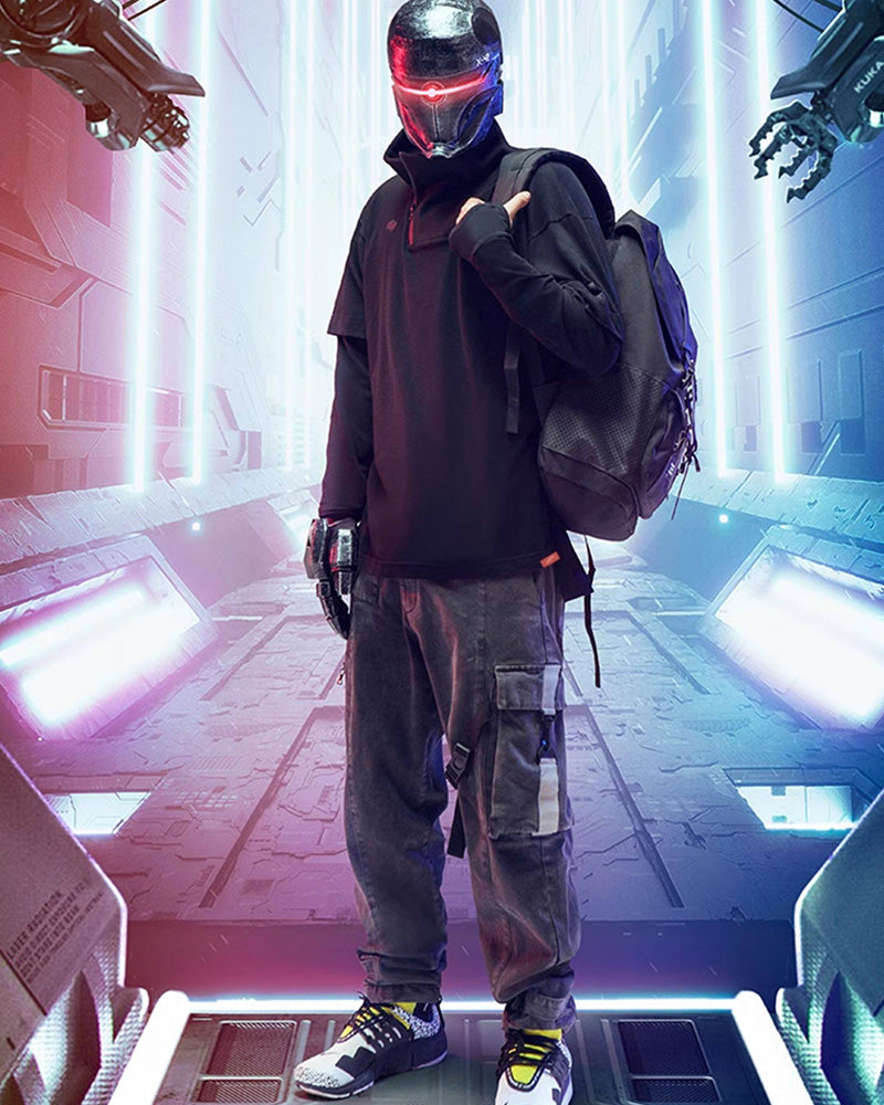Cyberpunk Outfits Iron Warrior Fake Two Pieces T-Shirt