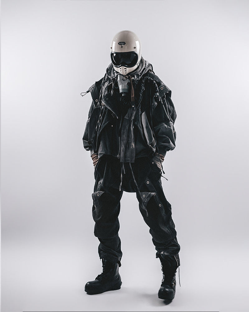 Dystopian Shadow-Wash Tactical Cargo Pants