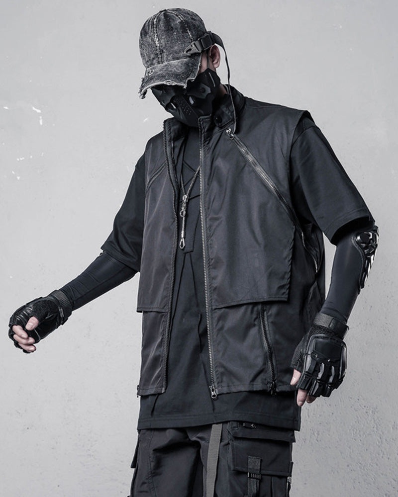 Techwear Multi-Zip Utility Vest
