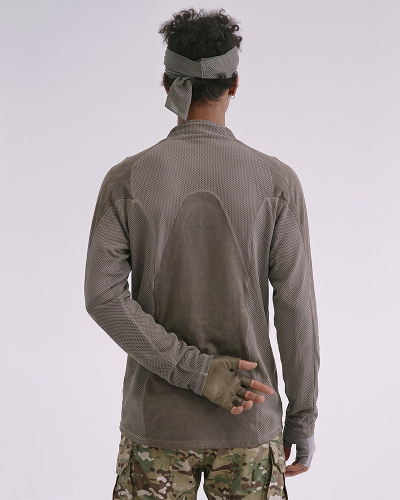 Post-Apocalyptic Dirty Dye Mesh Long Sleeve Tee