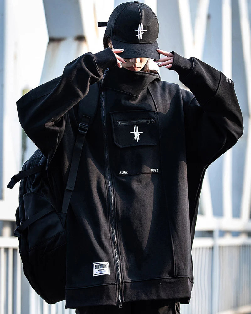 Techwear Cardigan Unisex Zip Up Hoodie
