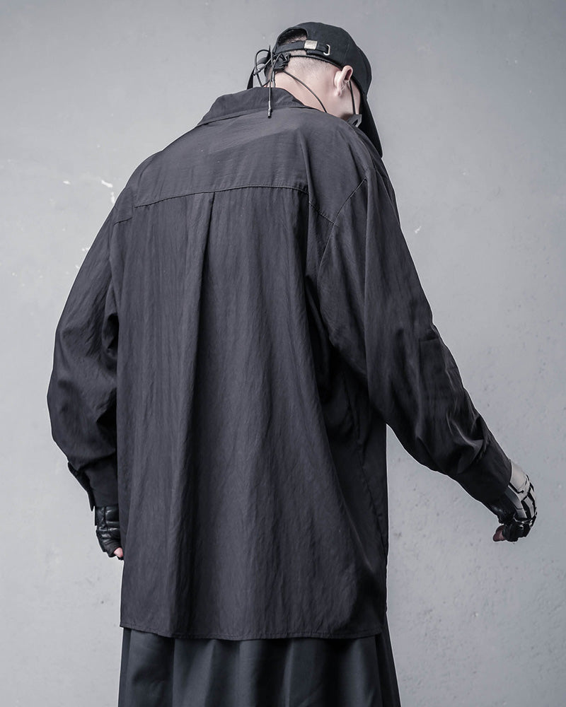 Japanese Darkwear Draped Cowl Neck Layered Shirt