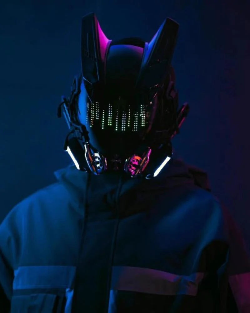 Rhythm Cyberpunk Helmet Mask ( Customizable Text And Image Available)