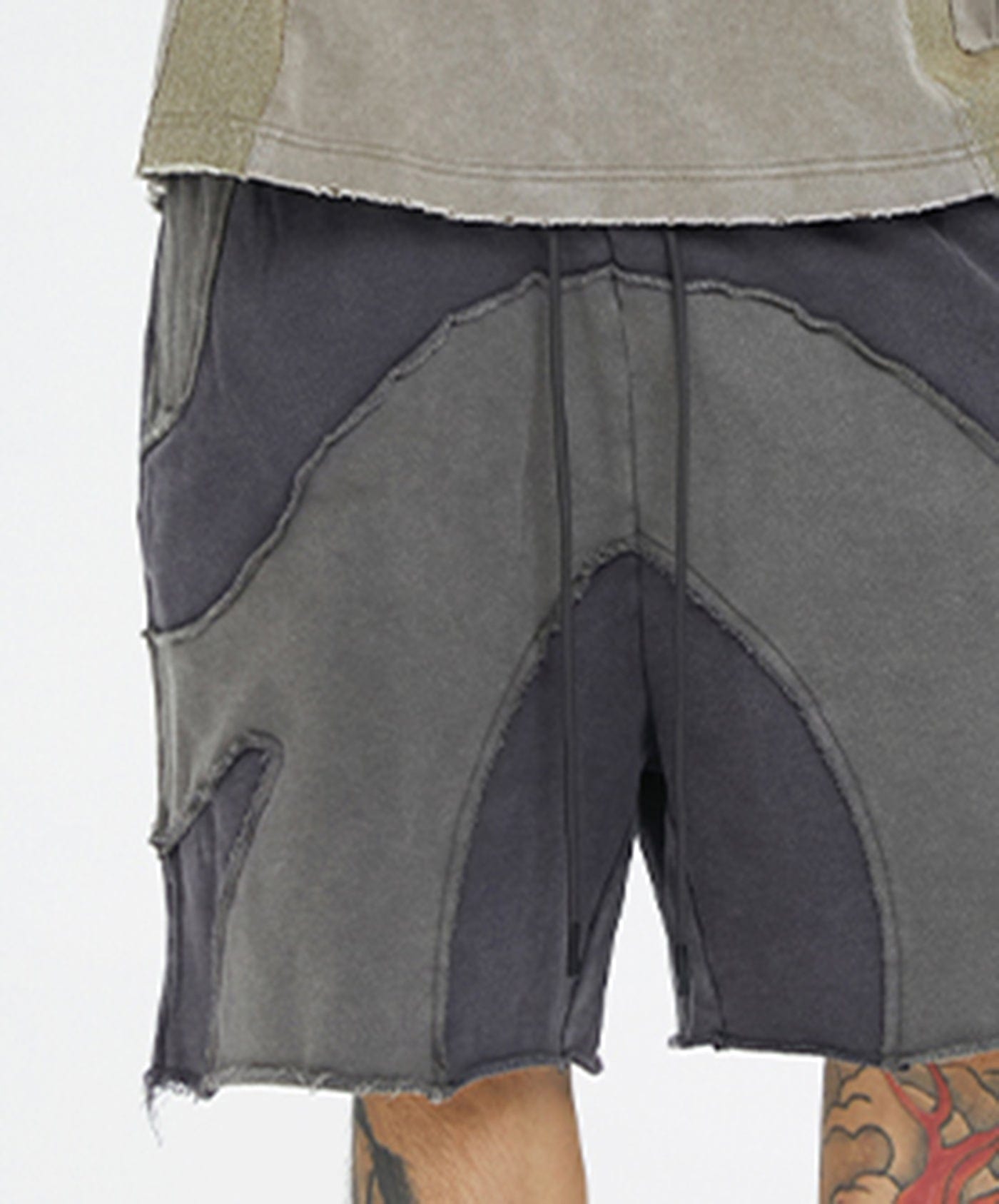 Distressed Spliced Shorts
