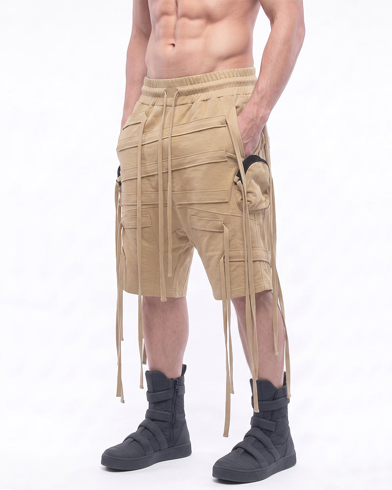 Post‑Apocalyptic Asymmetric Ribbon Shorts