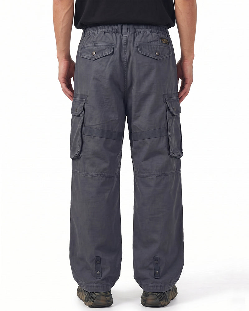 Distressed Vintage Multi‑Pocket Cargo Pants