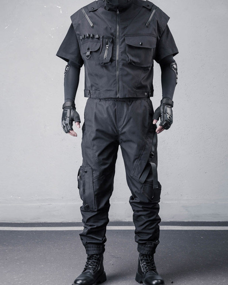Ninja Techwear Black Slim Cargo Pants