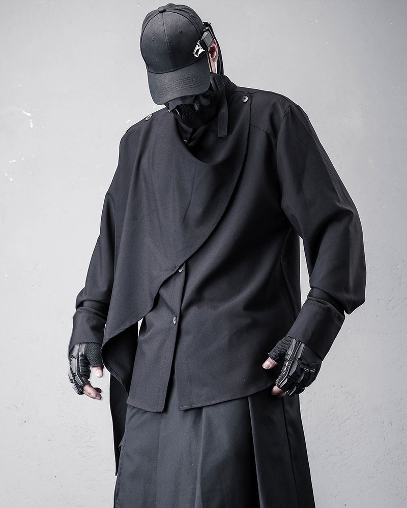 Darkwear Style Japanese Draped Scarf Shirt