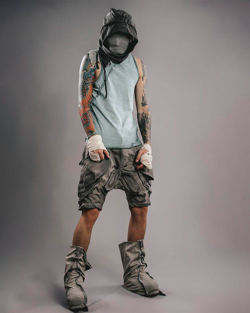 Wasteland Drop-Crotch Tactical Cargo Shorts