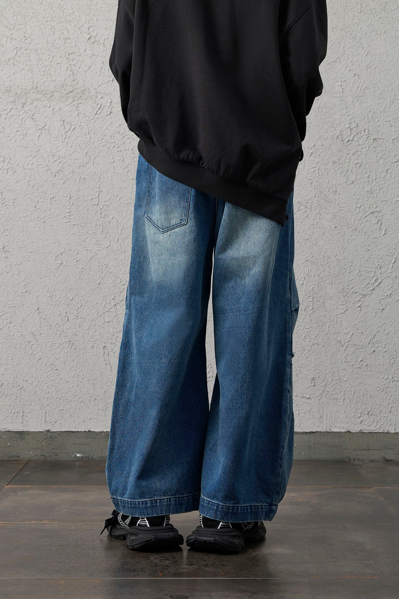 Faded Wash Padded-Knee Jeans