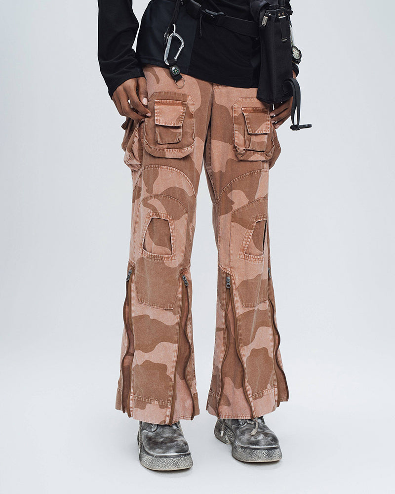 Tactical Camo Multi-Zip Cargo Pants