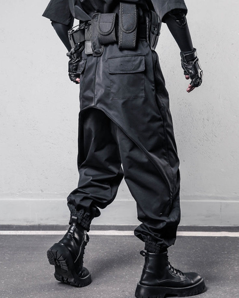 Minimalist Curved Panel Techwear Cargo Pants