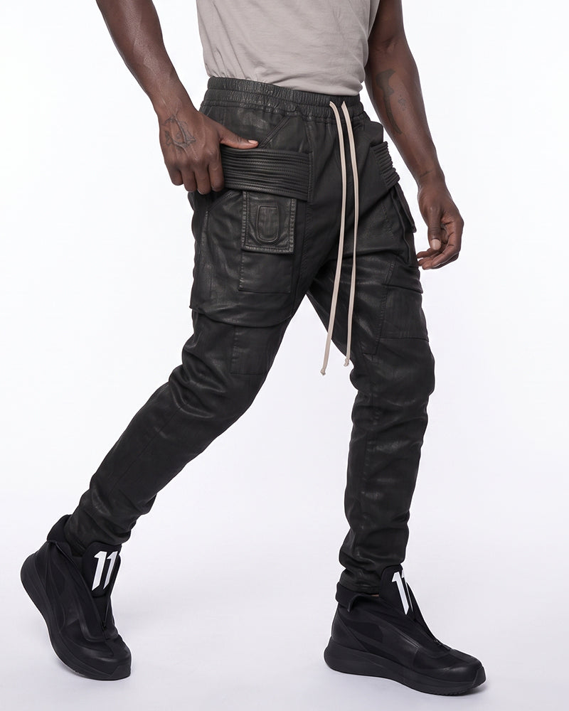 Waxed Multi‑Pocket Deconstructed Utility Cargo Pants