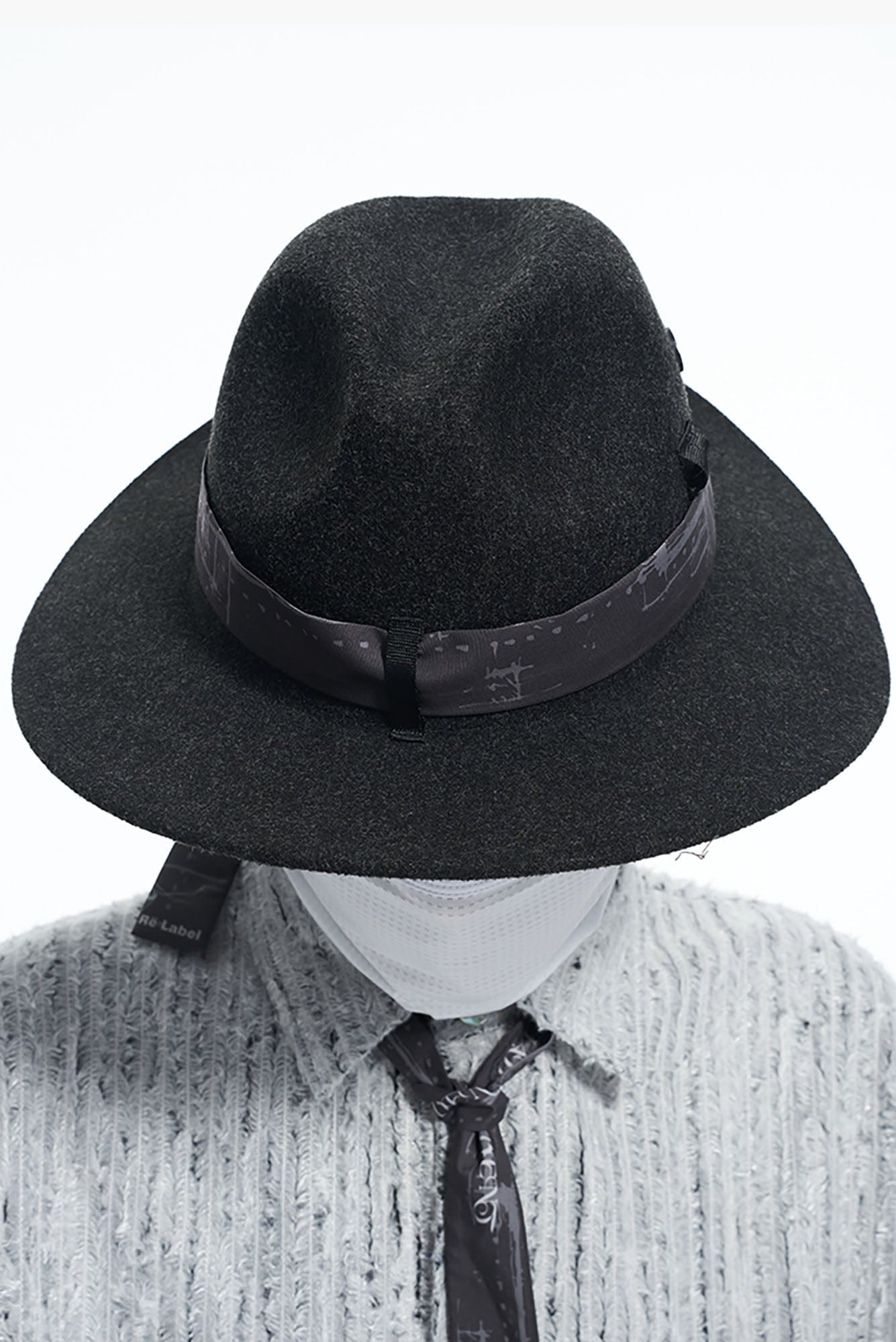 Wool Felt Detachable Silk-Scarf Fedora Hat