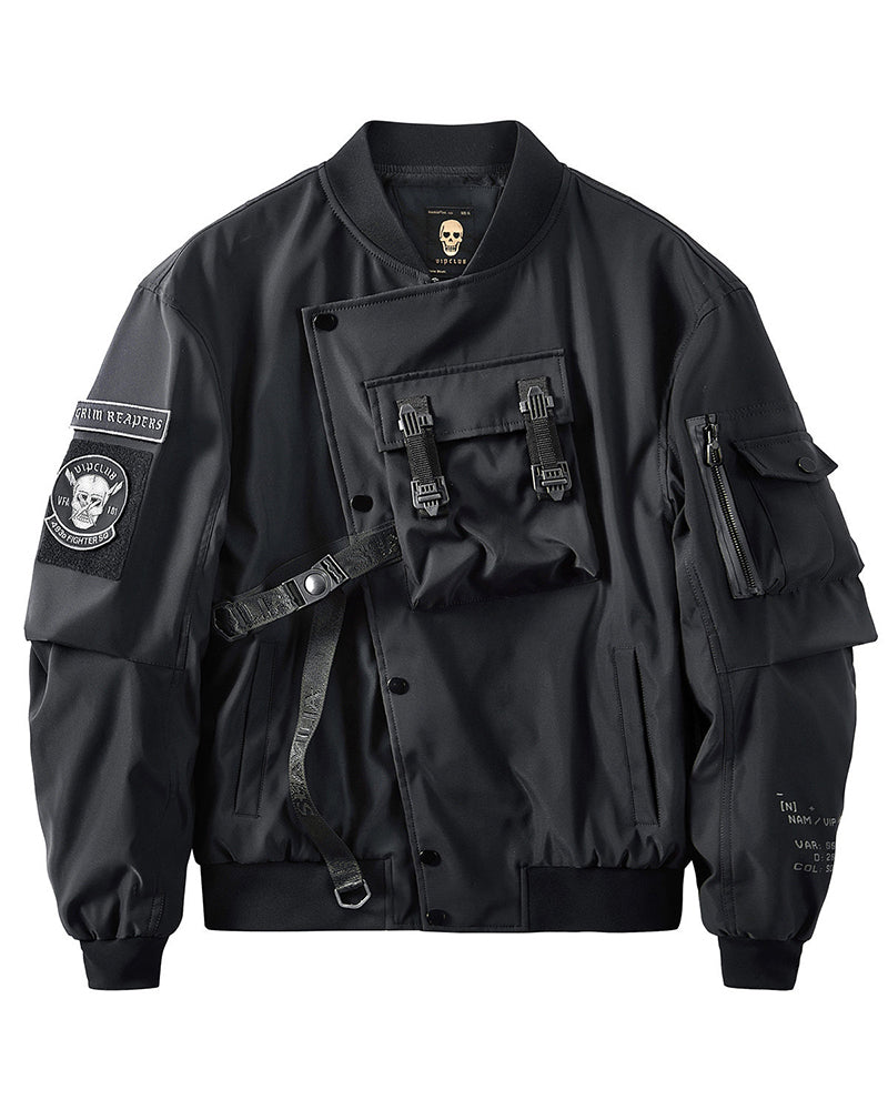 Techwear Skull Black Bomber Cyberpunk Jacket