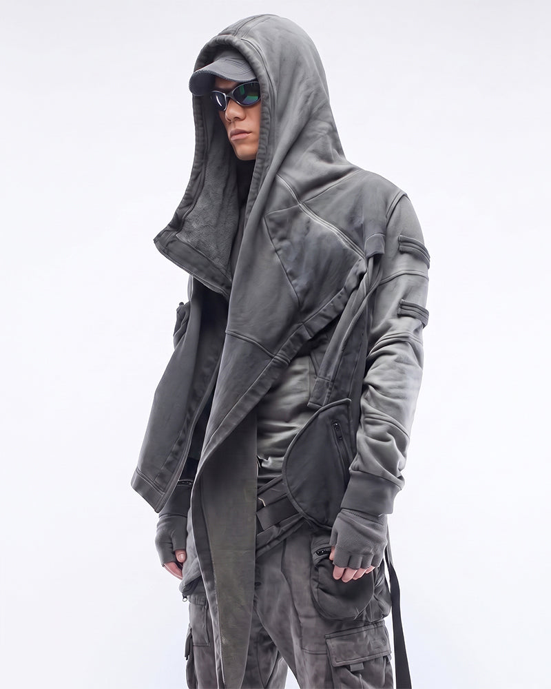 Asymmetric Dirty Dye Deconstructed Wasteland Hoodie