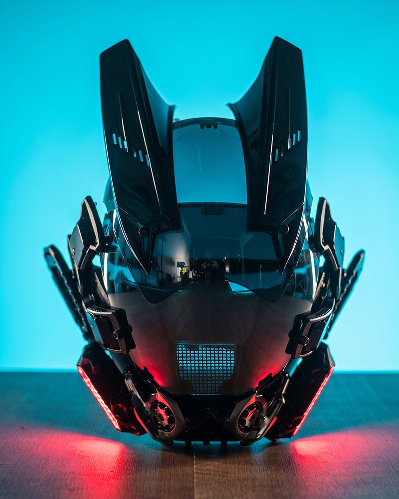 Rhythm Cyberpunk Helmet Mask ( Customizable Text And Image Available)