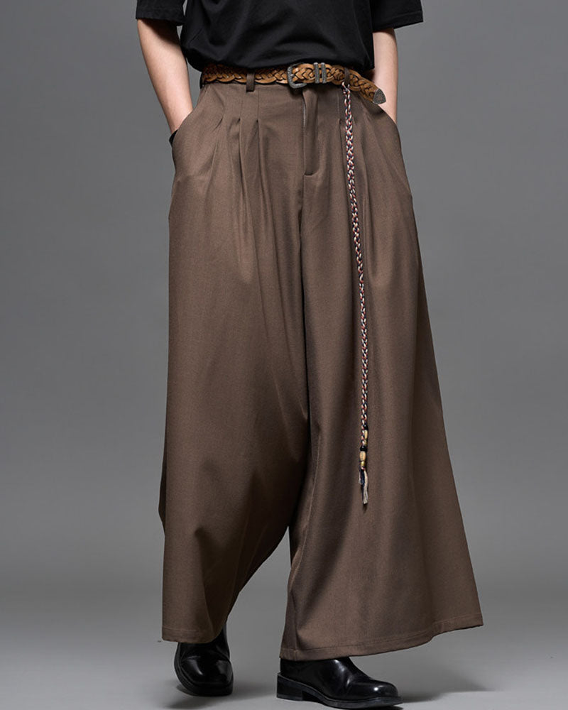 Modern Japanese Pleated Wide Leg Hakama Pants