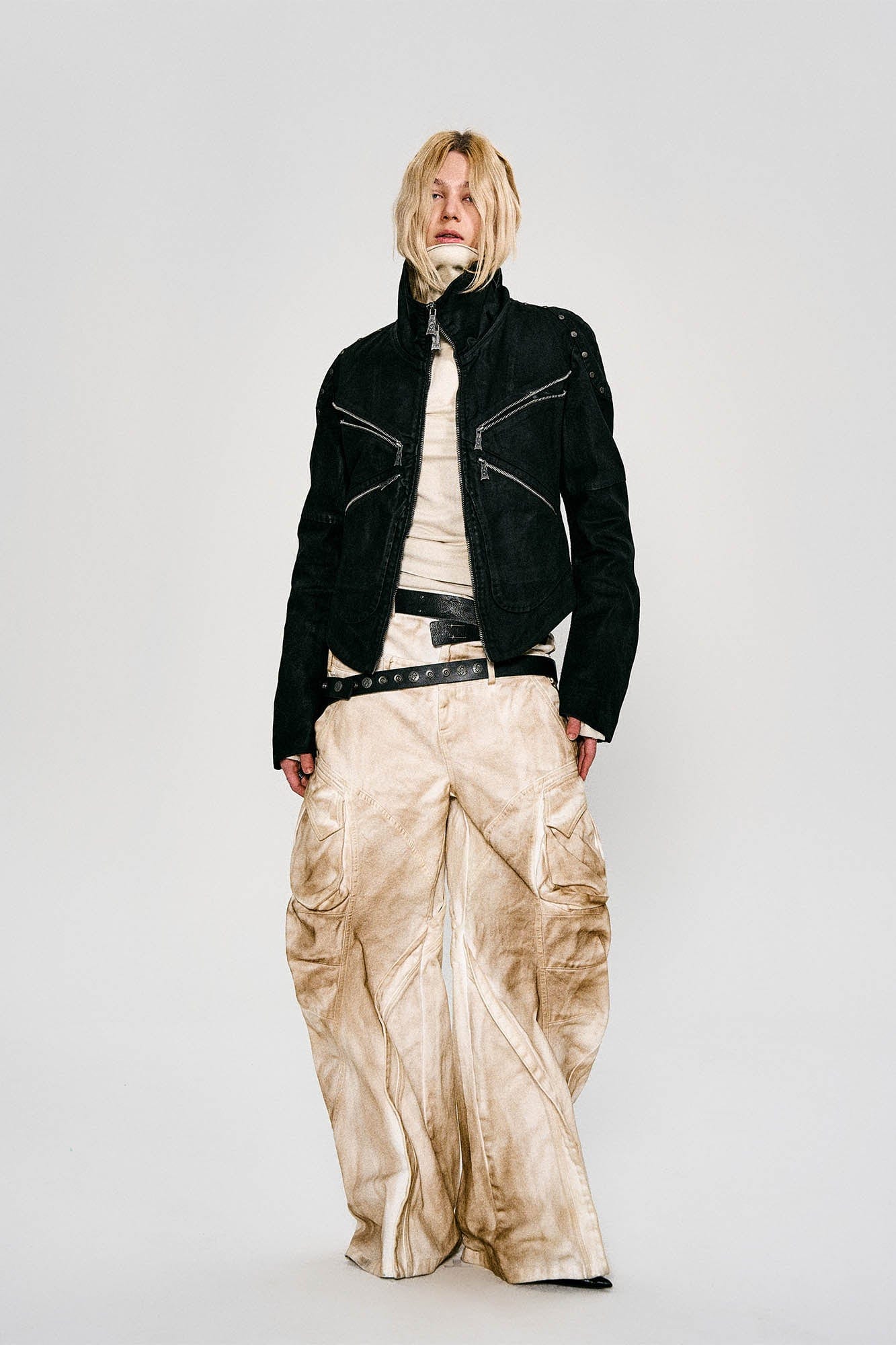 Rusted Double-Waist Multi-Pocket Curved-Leg Cargo