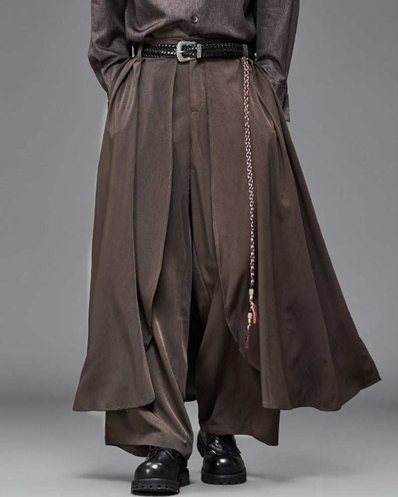 Modern Japanese Layered Wide Leg Hakama Pants
