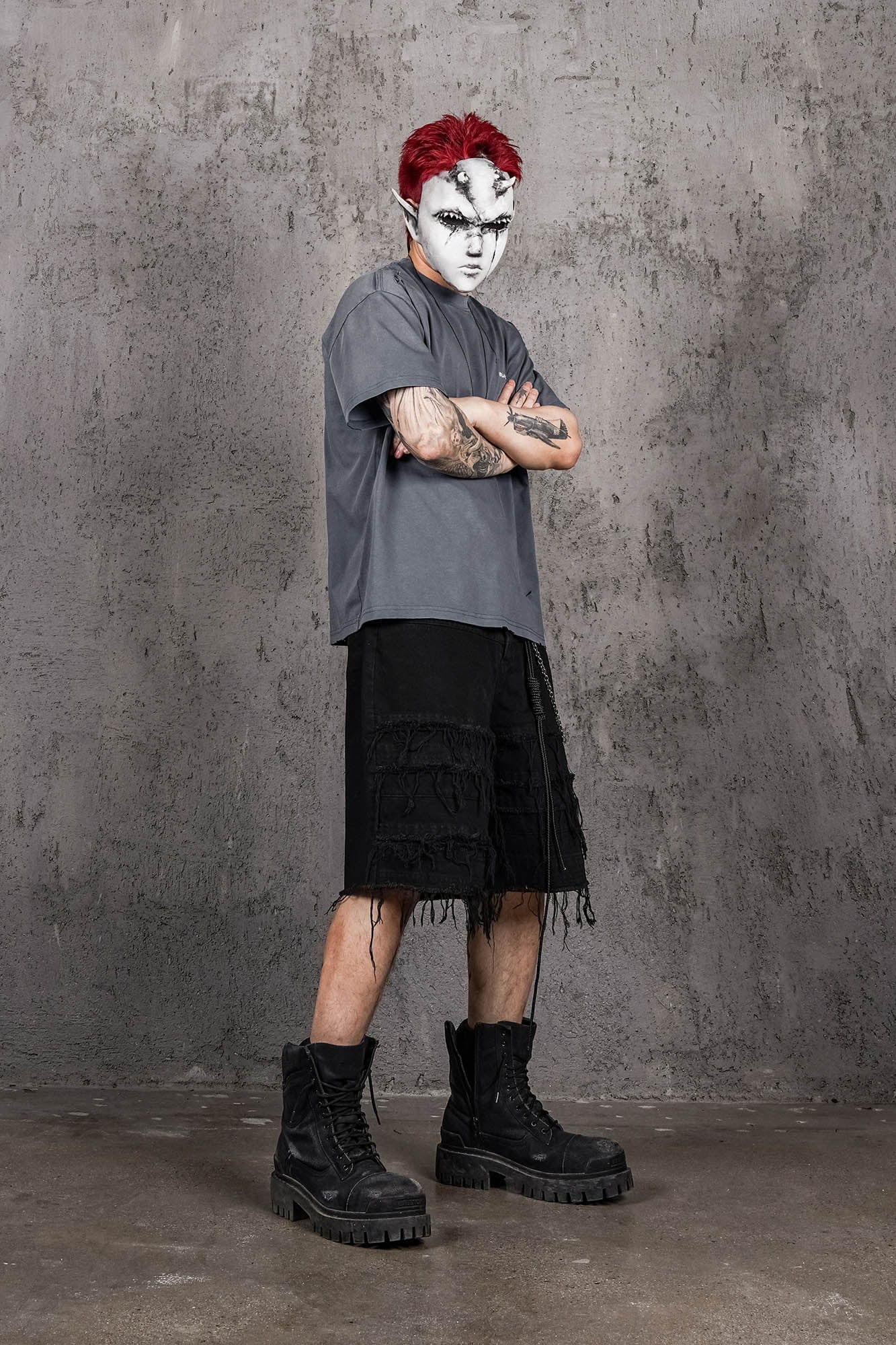 Washed Ripped Gradient T-Shirt Blue