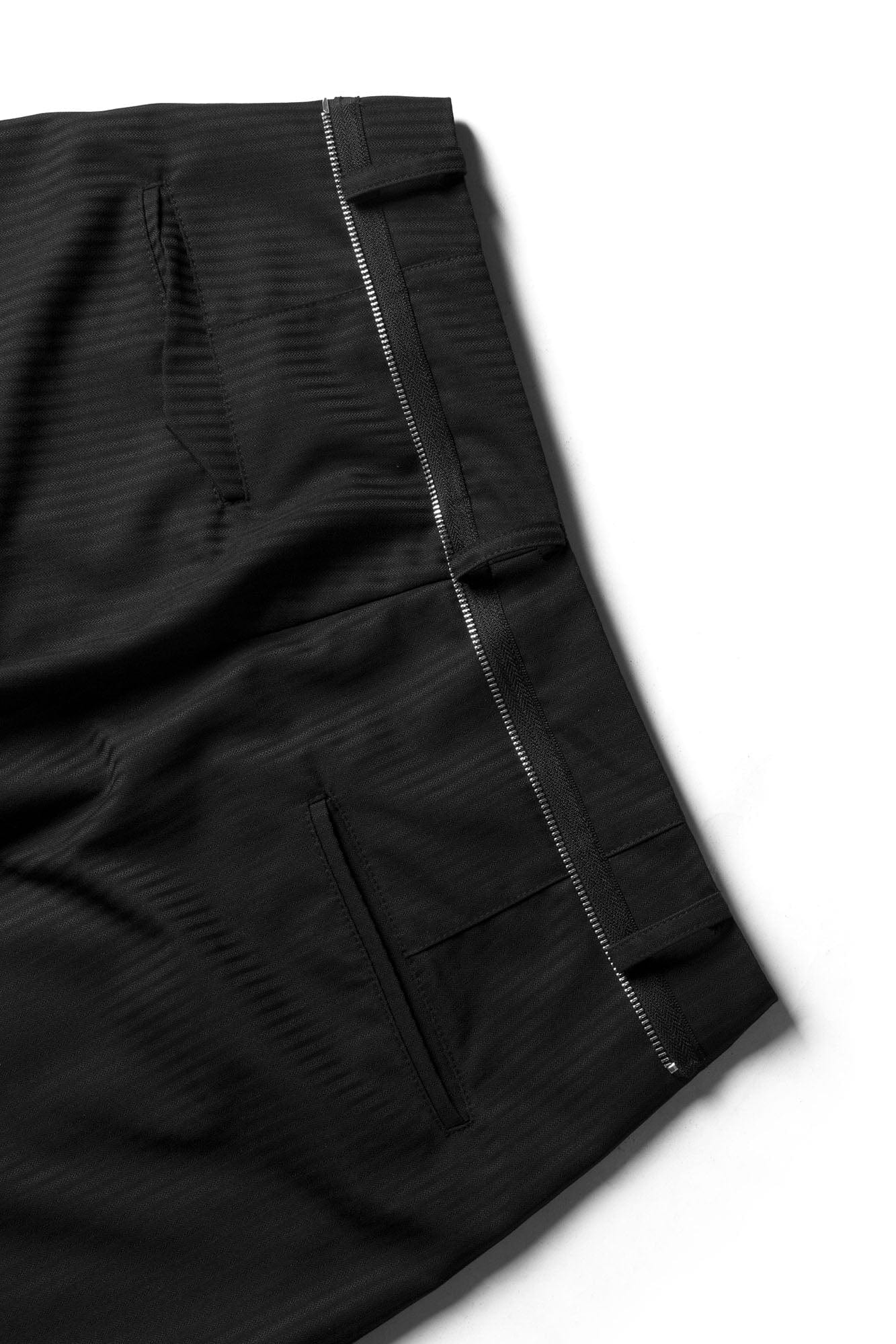 Pinstriped Detachable-Scarf Oversized Pants Black