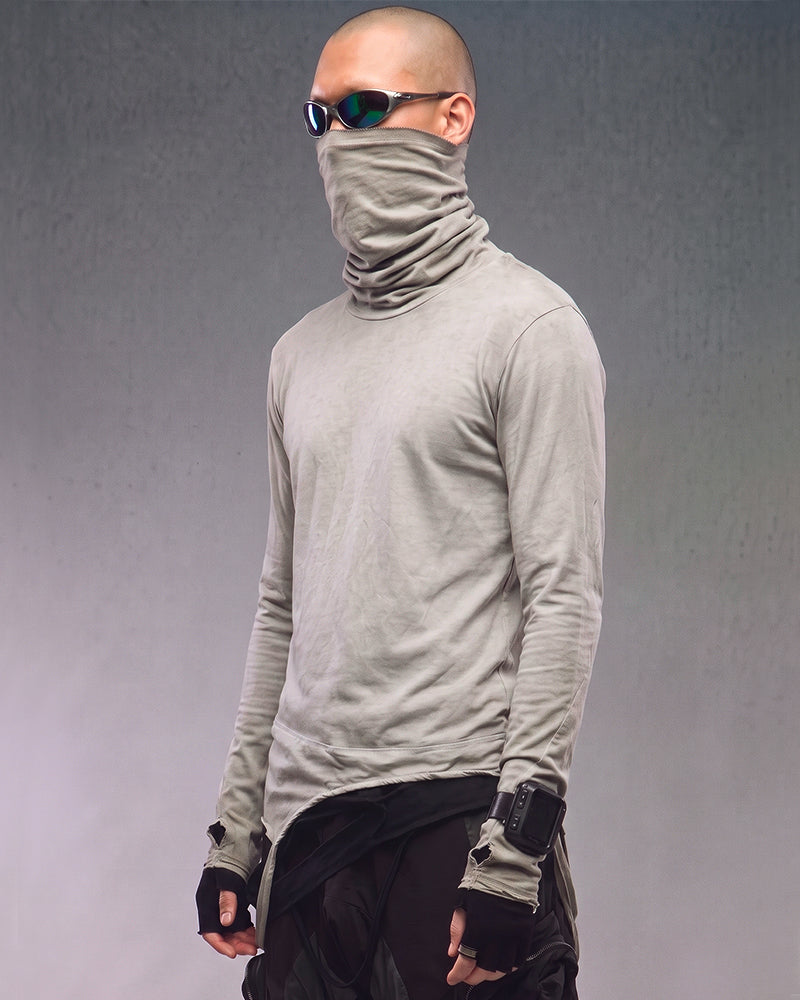 Post-Apocalyptic Face-Covering Deconstructed Long-Sleeve T-Shirt