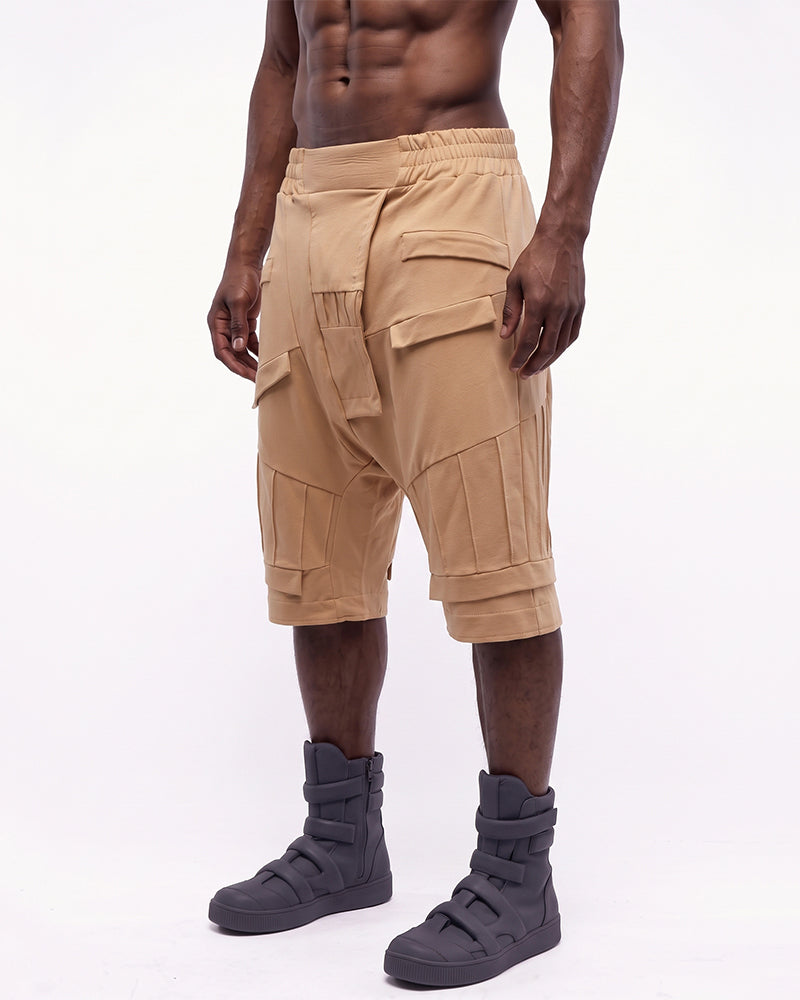Wasteland Pleated Drop-Crotch Shorts
